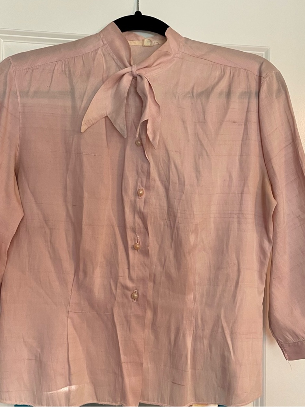 1940s Light Pink Silk Blouse